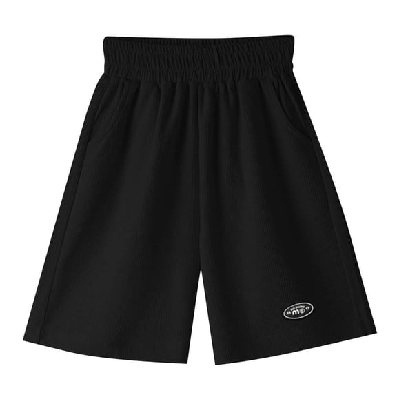ZACPNCV Boys Shorts Boy Cotton Athletic Shorts Kids Casual Summer Clothes with Pockets Black 9-10 Years