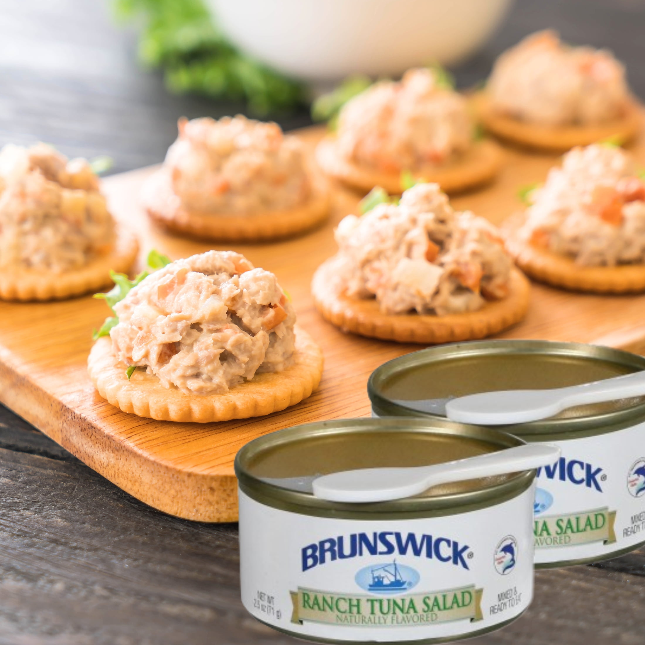 Ranch Lemon Pepper Tuna with Crackers 3.0 oz Plastic Spreader Spoon Included Ready to Eat Preservatives Convenient Healthy Canned Food Snacks Kit for Family Picnic School Lunches Gift Supplies 6 Pack