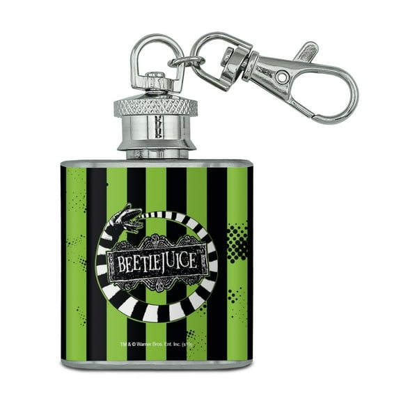 Beetlejuice Beetle Worm Stainless Steel 1oz Mini Flask Key Chain