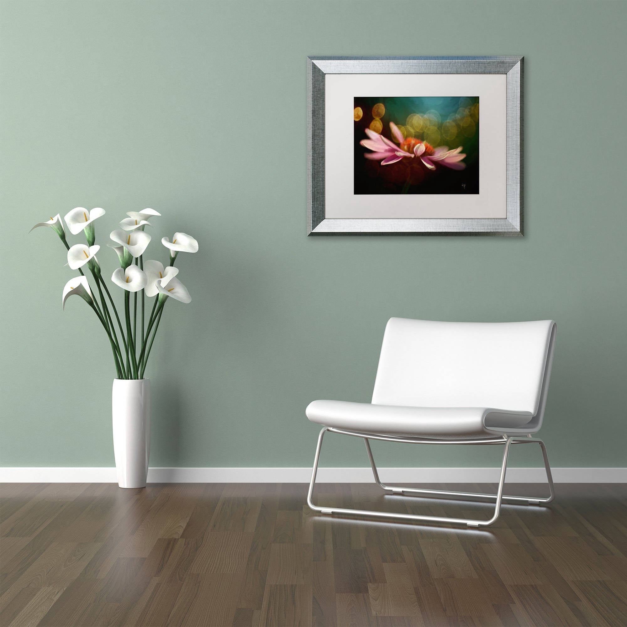 Trademark Fine Art "The Secret World of Coneflowers" Canvas Art by Lois Bryan White Matte, Silver Frame