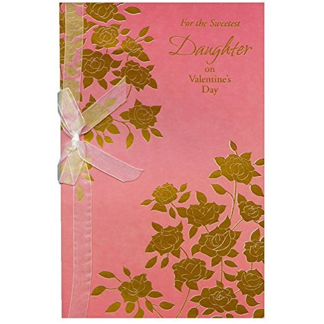 Freedom Greetings Gold Foil Flowers on Pink: Daughter Valentine's Day Card