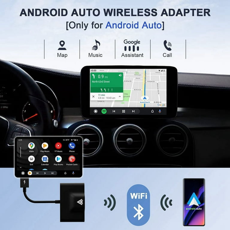 Android Auto Wireless Adapter for Wired Android Auto Car Plug & Play Easy  Setup AA Wireless Android Auto Dongle 
