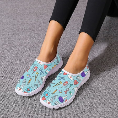 

Hospital Tools Nurse Love Pattern Ladies Spring Autumn Round Toe Vulcanized Shoes Brand Design Comfortable Lace Up Soft Sneakers