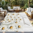thumbnail image 3 of Fsddascl White Spring Floral Outdoor Rug for Patio/Deck/Porch, Non-Slip Large Area Rug 4 x 6 Ft, Watercolor Daisy Vintage Flower Indoor Outdoor Rugs Washable Area Rugs, Reversible Camping Rug Carpet, 3 of 5