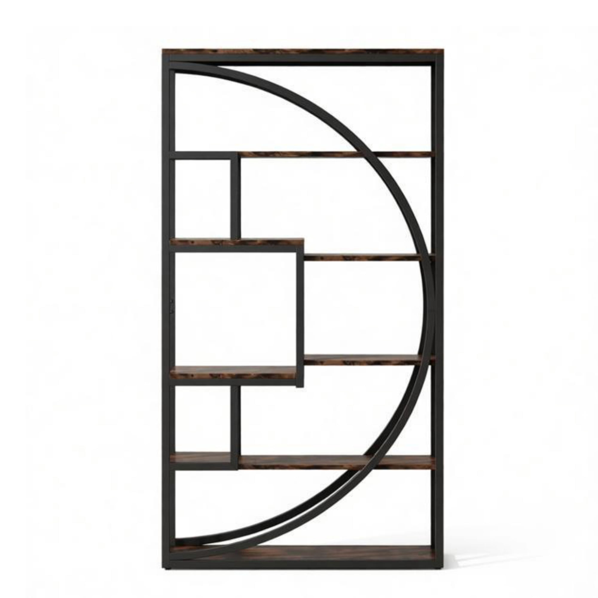 Bookshelf, 5-Tier Geometric Bookcase with 8 Open Shelves, Particle Board and Metal Frame, 48.03 in x 14.17 in x 9.84 in
