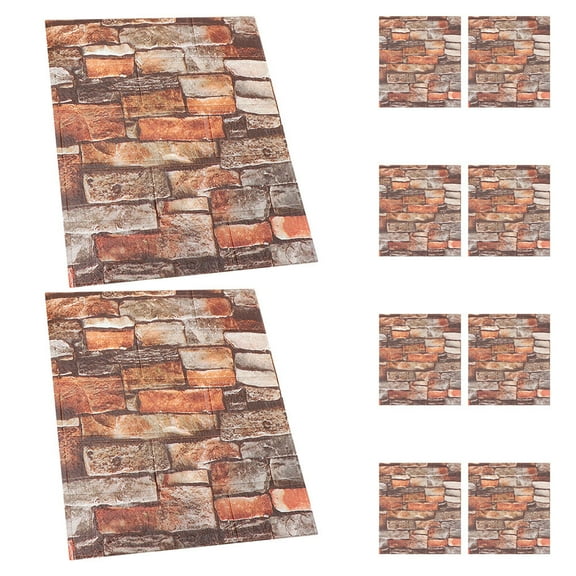 MERRYHAPY 10Pcs Self Adhesive Brown Stick on Tiles for Bathroom and Home Decor