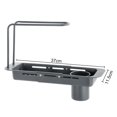 thumbnail image 3 of Paokuoon Sink Drain Rack Telescopic Drain Rack Set Large Capacity Stainless Steel Kitchen Sink Shelf Towel Organizer, 3 of 7