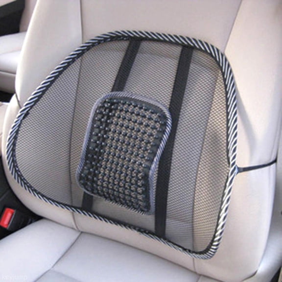 DRAFIDEEP Black Mesh Car Seat Back Cushion with Massage Beads for Enhanced Driving Comfort and Support