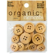 Organic Elements Tan Assorted Size Wood Large Sew Thru Buttons, 20 Pieces