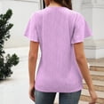 thumbnail image 4 of Fesfesfes Women Tops Women Summer Color V Neck Temperament Gentle Hollow Out T-shirt Short Sleeve Athletic Shirt Women 12(XXL), 4 of 9
