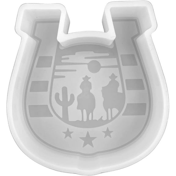 Horseshoe Cowboy Cactus Horse Southern Freshie Silicone Mold for Scented Aroma Beads 3.75 Tall x 3.6 Wide x 0.8 in deep Western Country Resin, Car Candle, Soap, Oven Safe Heat Resistant to 400F