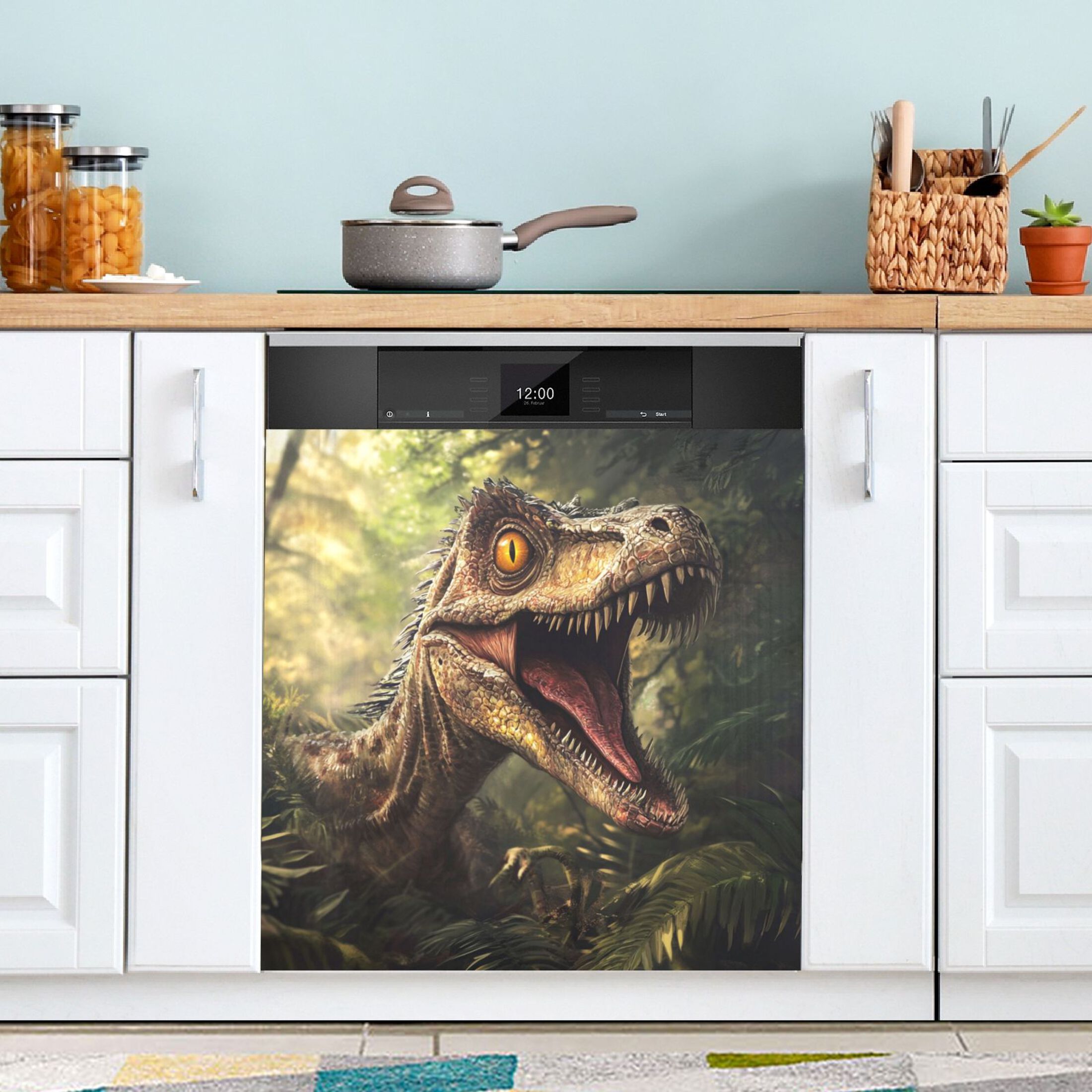 Dishwasher Magnetic Sticker 23x26 Inch Refrigerator Magnetic Sticker Washing Machine Magnetic Sticker Kitchen Panel Magnetic Sticker Home Decor Cool Big Head Dinosaur