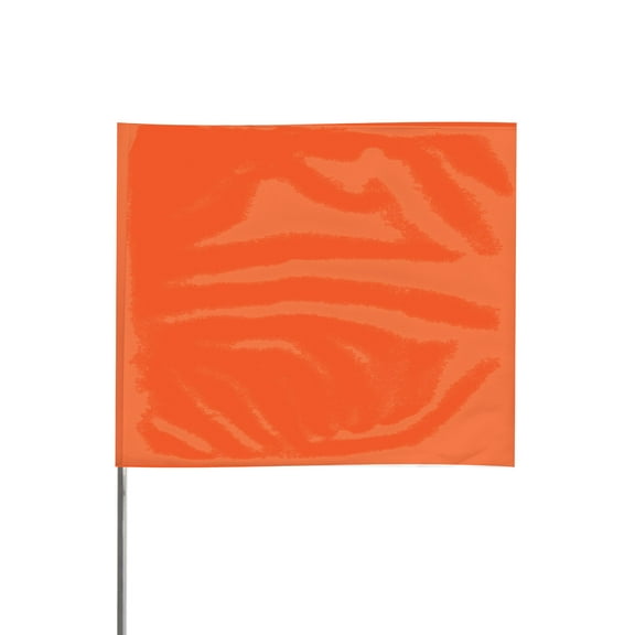 Presco Steel Wire Staff Marking Flags [4 in. x 5 in. Flag]: 21 in. Steel Wire / (Neon Orange)