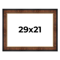 29x21 Frame Brown Walnut Gold Ornate Trim Solid Wood Plein Air Picture Frame | 3 Inch Moulding