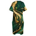 thumbnail image 4 of Vestido suelto verde bosque y dorado con bolsillos vestidos para ocasiones formales vestidos de cóctel, 4 of 6