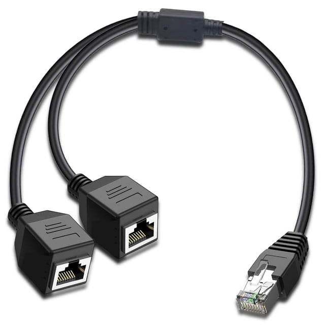 Adaptador divisor Ethernet de red RJ45 de 1 a 2 puertos, adaptador divisor Ethernet LAN RJ45 de 1 macho a 2 hembras, conector Ethernet