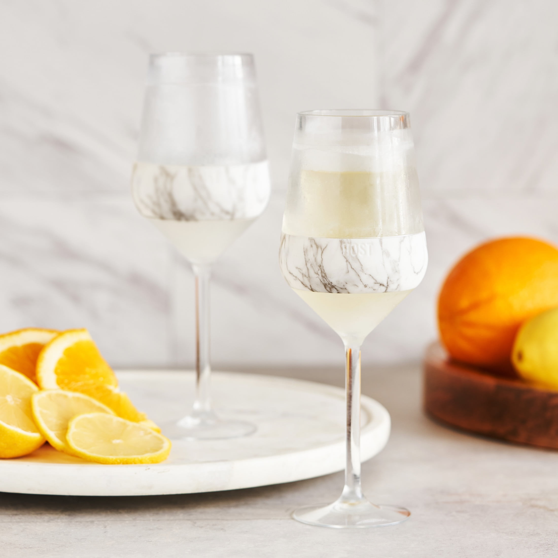 Host Freeze Stemmed Wine Glasses, Cooling Cups, 6.5 oz, Set of 2, Marble