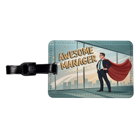 Awesome Manager Man Male Inspirational Faux Leather Travel Luggage Tag Awesome Manager Man Male Inspirational Faux Leather Travel Luggage Tag