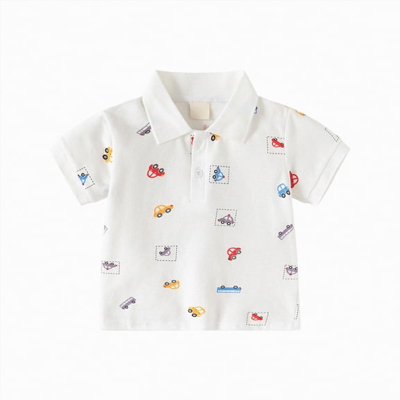 Kogui Toddler Boy Polo Shirt Polo Shirts for Boy-Solid Color Loose Fit Casual Short Sleeve Toddler Boys Summer T Shirts 4T 5T (White,4-5 Years)