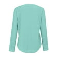 thumbnail image 5 of ManxiVoo Womens Long Sleeve Crew Neck Blouse Casual Fall Top Basic Work Shirt Comfortable Tunic Style With Belted Waist M Size Mint Green, 5 of 9