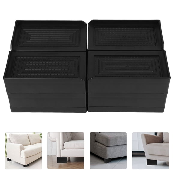 UPOUART 4Pcs Bed Raisers Black Plastic NonSlip Stability Storage Houseowners Bedroom Kitchen