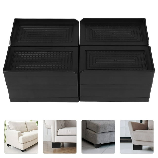 UPOUART 4Pcs Bed Raisers Black Plastic NonSlip Stability Storage Houseowners Bedroom Kitchen