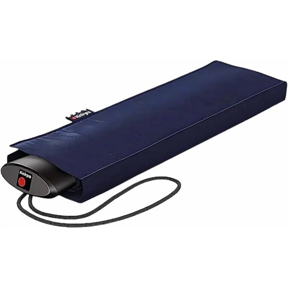 Knirps AS.050 Slim Manual Folding Rain Umbrella in Navy – 38" Lightweight Fiberglass 6-Rib Pocket Canopy, Ultra-Compact 6.7oz Travel Size Design, Durable Steel Frame, Travel Case Included