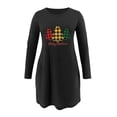 thumbnail image 4 of Robes d'Automne pour Femmes Col Rond Imprimé de Noël Robe à Manches Longues Décontractée Robe Mini Fluide de Vacances avec Poches, 4 of 5