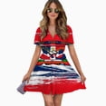 thumbnail image 2 of Dominican Republic Women Dress V-Neck Short Sleeve Flowy Swing Party Midi Dress, 2 of 4