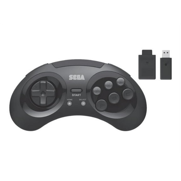 SEGA Genesis 8-Button Arcade Pad - Gamepad - 8 buttons - wireless - 2.4 GHz - black - for Sega Genesis, PC, Sony PlayStation 3, Sega Saturn, Nintendo Switch, Android, Sega Genesis Mini, MAC