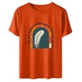 thumbnail image 5 of Dadaria T-Shirt Femme Orange Manches Courtes Col Rond Été Chandail Blouses 2TG, 5 of 5