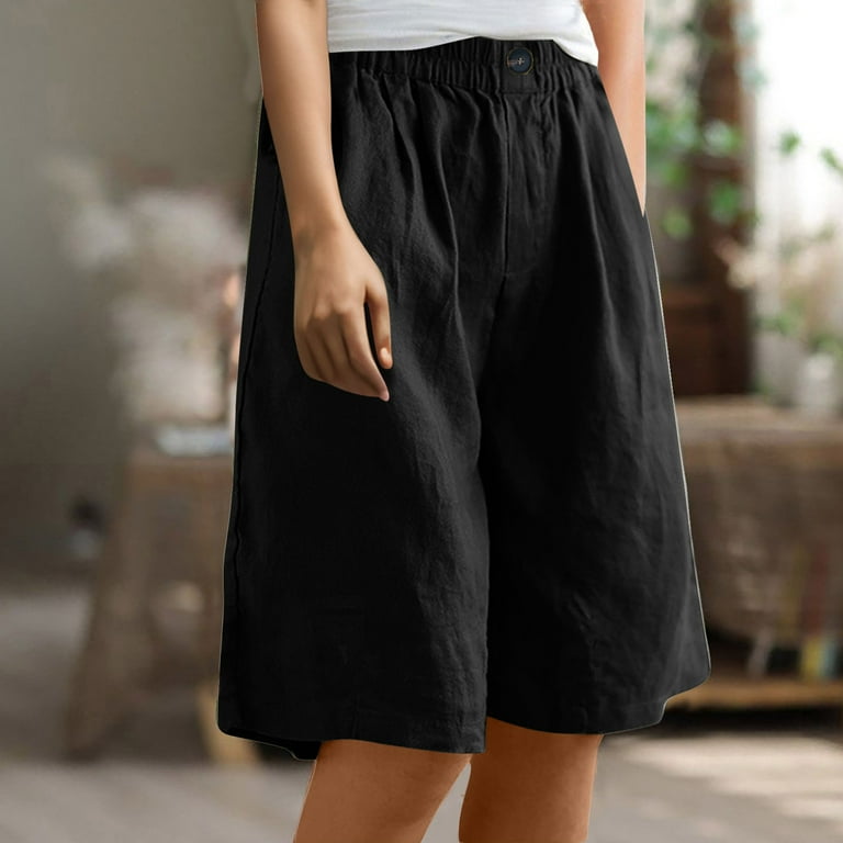 Iyufng Linen Shorts,Summer Linen Shorts for Women Knee Length