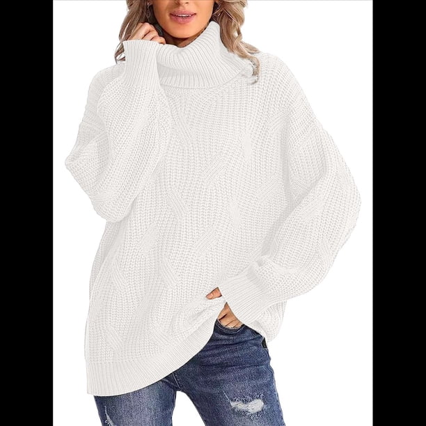 Suéter de Cuello Alto, Larga, Estilo Globo, Liso, para Mujer, para Invierno y Otoño. L