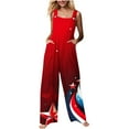 thumbnail image 3 of JURANMO Wide Leg Overalls for Women American Flag 4th of July Outfits Summer Sleeveless Strap Cute Jumpsuits Casual Loose Onesie Pants Red L Ofertas Flash Del Dia, 3 of 9