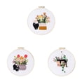 thumbnail image 1 of KNFATEQVEDG 3 Pack Handmade Embroidery Set Holiday Cat Handmade Embroidery Diy Material Package Flower Cactus Green, 1 of 7