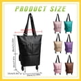 thumbnail image 3 of 2-In-1 Foldable Rolling Cart for Grocery Shopping, Black Portable Tote Trolley with Collapsible Frame Smooth Wheels, Space-Saving Travel Cart for Market, Small Size, 3 of 8