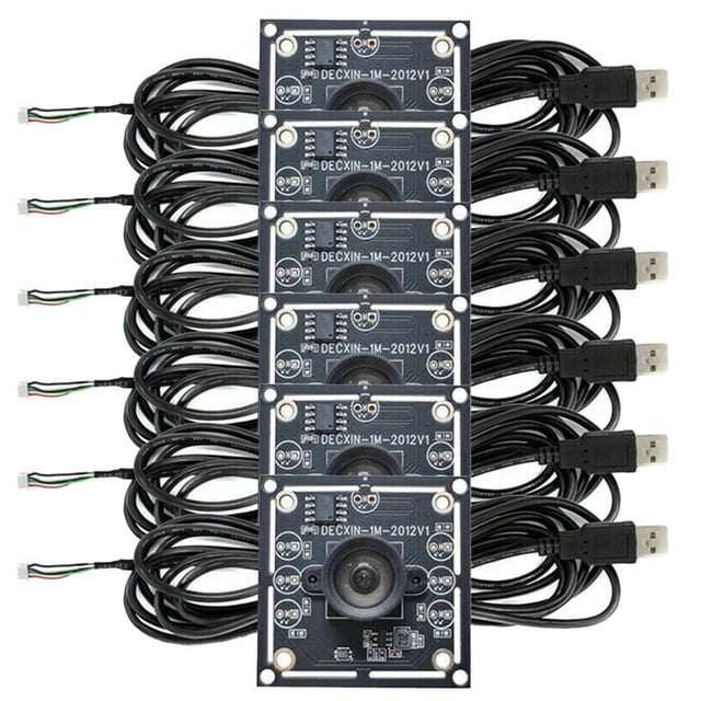Módulo de Cámara de 100 Grados de 6 Piezas, 1 MP, OV9732, 1280 X 720, Controlador USB Gratuito, Enfoque Manual, con Cable de 2 Metros para WinXP/7/8/10