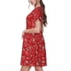 thumbnail image 2 of Disketp Red Paisley Floral para Vestido de Manga Corta para Mujeres, Vestidos de Verano para Mujeres, Casual y Holgado para la Playa, 2 of 6