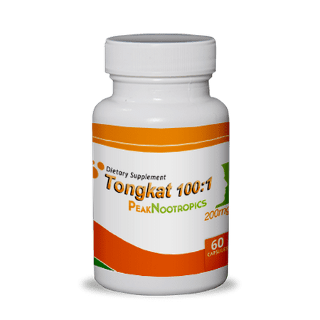 PeakNootropics Tongkat Ali Extract (100:1) Capsules - 60 Count 200 mg Veggie Caps - Nootropic (Best Tongkat Ali Brand)