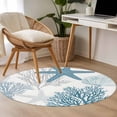 thumbnail image 5 of Starfish Coral Large Area Rugs for Bedroom Living Room, Soft Non Slip Carpet Bedside Rug, Coastal Ocean Seagrass Nautical Nature Round Floor Cover Kitchen Accent Rug 4' for Dining Room/Office, 5 of 9