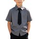 thumbnail image 1 of Odeerbi Camisa de Vestido de Algodón Para Niños Con Corbata A Rayas Camisas de Uniforme Escolar de Manga Corta Con Bolsillo, 1 of 7