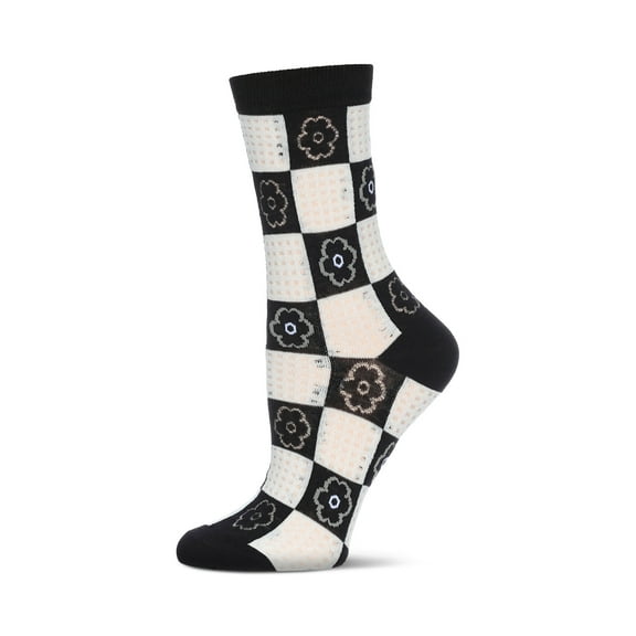 MeMoi Women's Daisy Squared Crew Socks - Womens - Female, 9-11, Black