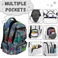 thumbnail image 6 of Yspwyqan Grey Dino Truck Backpack for Teen Boys, 17" Large Capacity Daypack, 600D Front Pocket Lightweight Bookbag for Elementary Middle High School, 6 of 7