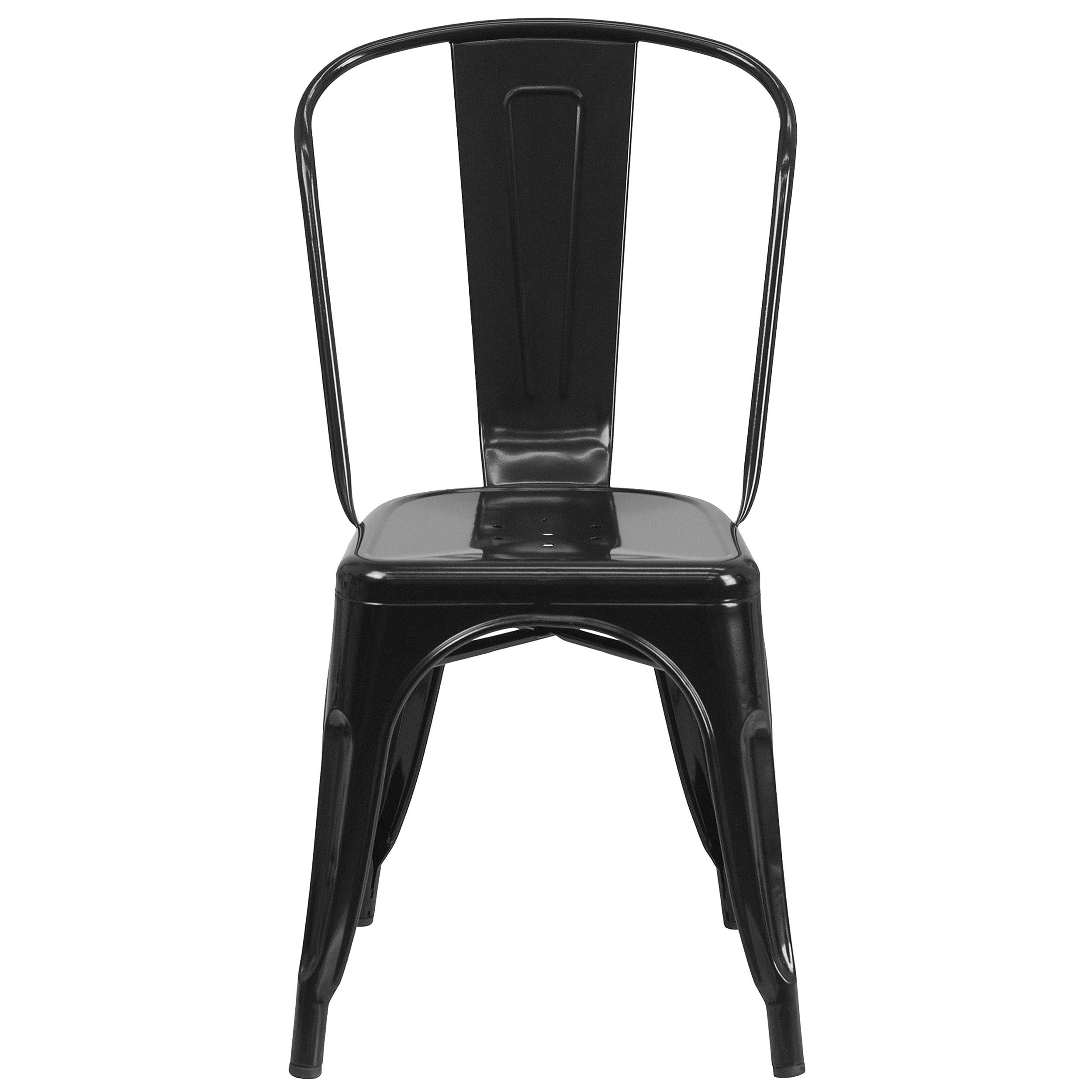 Bowery Hill Industrial Metal Stackable Dining Side Chair in Black