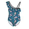 thumbnail image 4 of Uorisanigo Cute Axolotl Girls One Piece Swimsuits Ruffle Halter Bathing Suit Size 3-4 Quick Dry Polyester and Spandex Swimwear for Beach Pool, 4 of 7