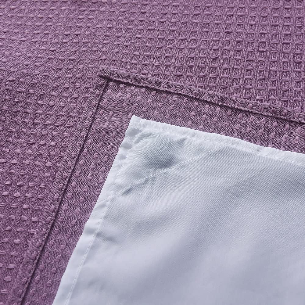WPM No Hooks Required Mauve Shower Curtain with Snap-in Liner Waffle Weave Design, Hotel Grade Style Waterproof & Washable, Mesh top Window Easy Snaphook Mauve Bathroom 72 inch wide x 74 inch long