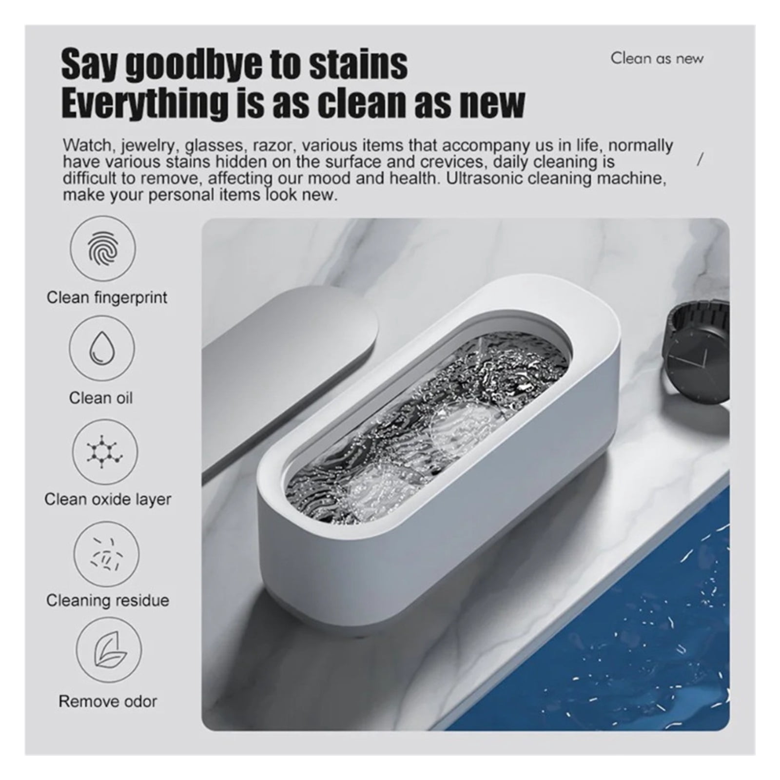 45000h Ultrasonic Cleaner Pro Deep Clean Jewelry Glasses Watches Usb-c Rechargeable Portable Design For Home Travel Use