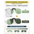 thumbnail image 4 of TINHAO Clip On Sunglasses Polarized Photochromic Over Prescription Glasses, UV400 Protection Flip Up Lens for Men Women, Day Night Driving Anti Glare, 4 Colors Available, Lightweight, 4 of 8