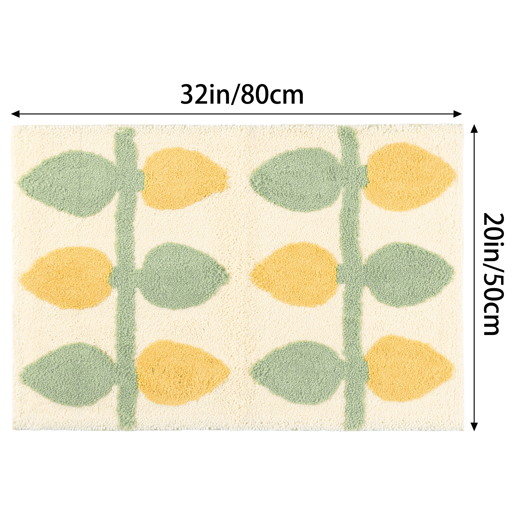 Unique Bargains Soft Plush Non-Slip Printing Mat Quick Dry for Bathroom Floor Lemon 20"x32"