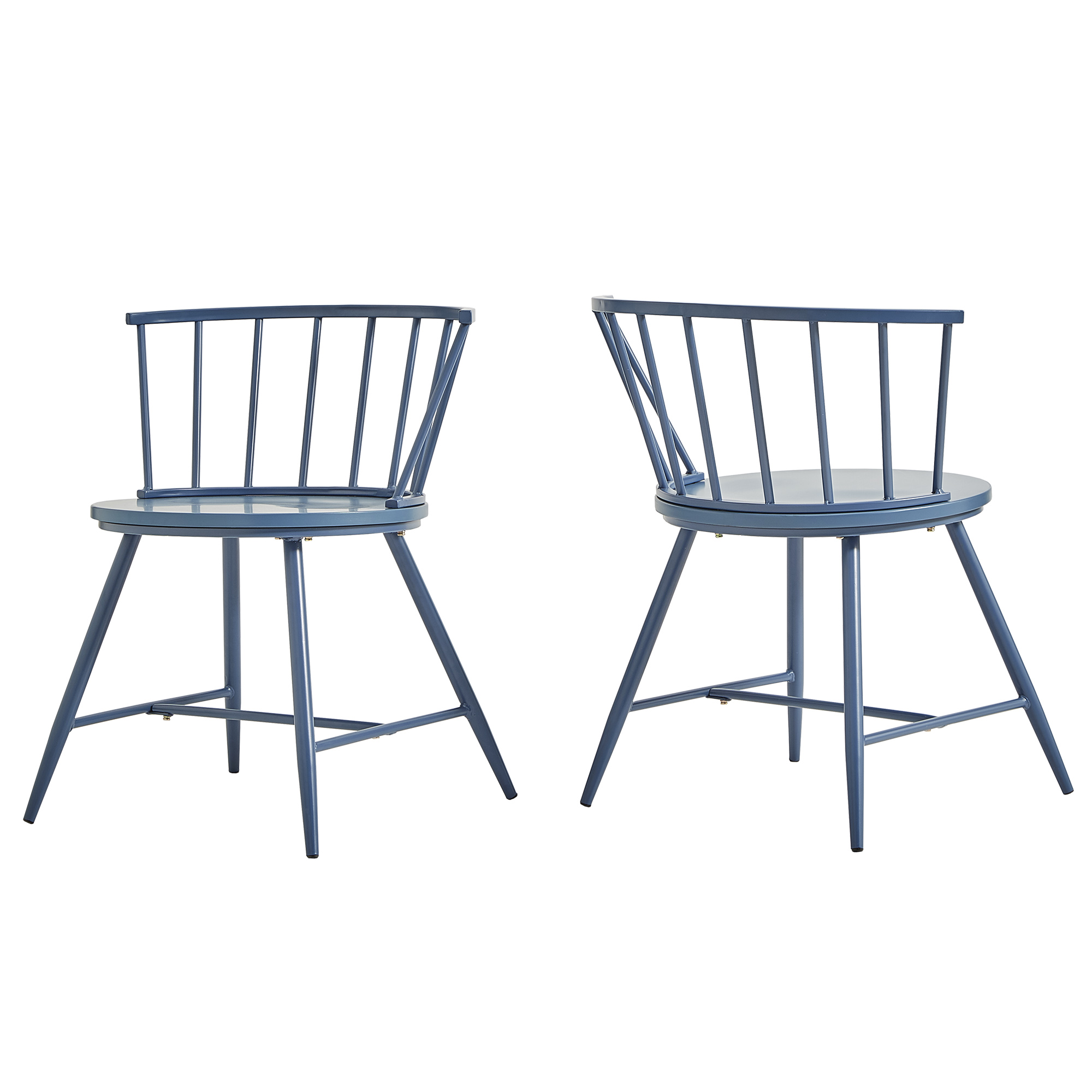 Weston Home Lydford Low Back Windsor Classic Dining Chairs, Set of 2, Blue Steel